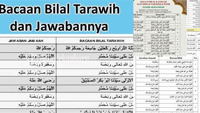 Bacaan Bilal Tarawih 23 Rakaat Nu