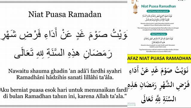 Bacaan Niat Puasa Ramadhan