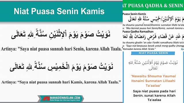 Bacaan Niat Puasa Senin Kamis