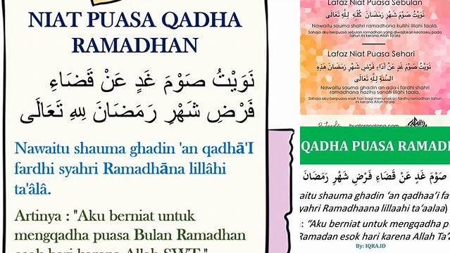 Niat Puasa Qadha Bulan Ramadhan