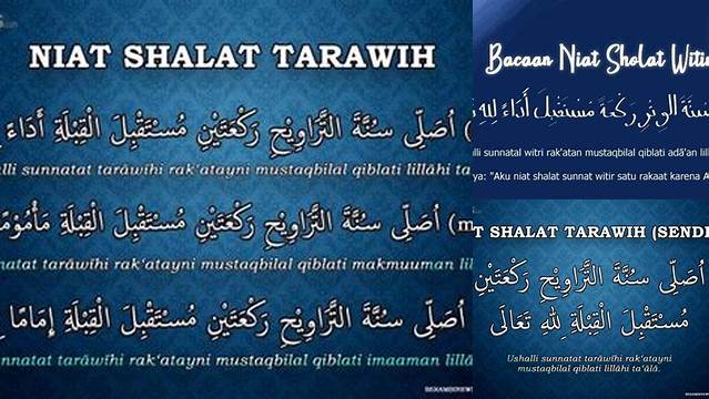 Niat Sholat Tarawih Dan Witir Berjamaah