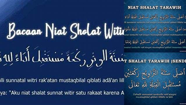 Niat Sholat Witir Tarawih