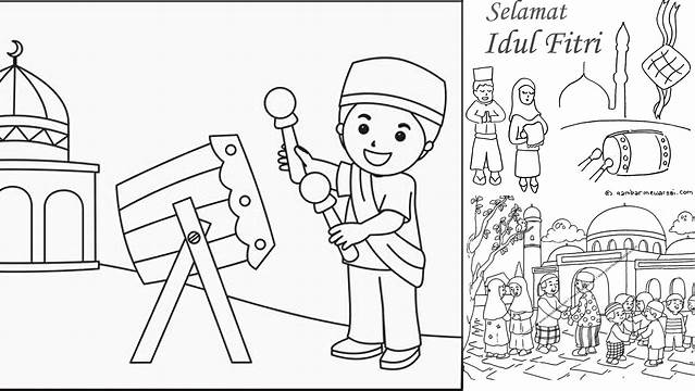 Sketsa Gambar Hari Raya Idul Fitri