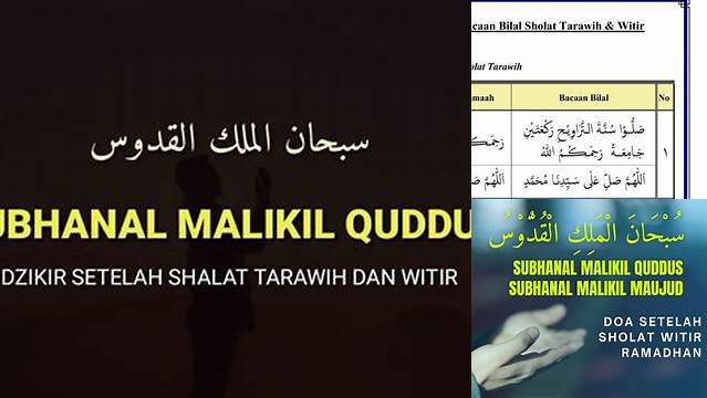 Cara Melaksanakan Tarawih dengan Membaca "Subhanal Malikil Quddus"